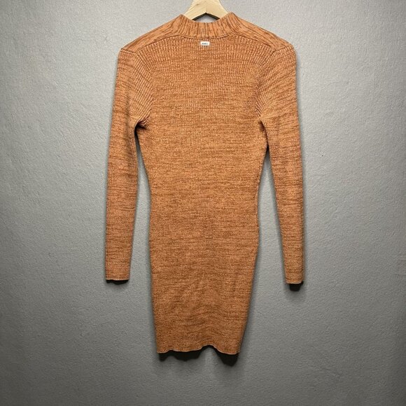 Obey Womens Long Sleeve Knit Cardigan Dress M V-Neck Button Front Rust Pink - Picture 6 of 9